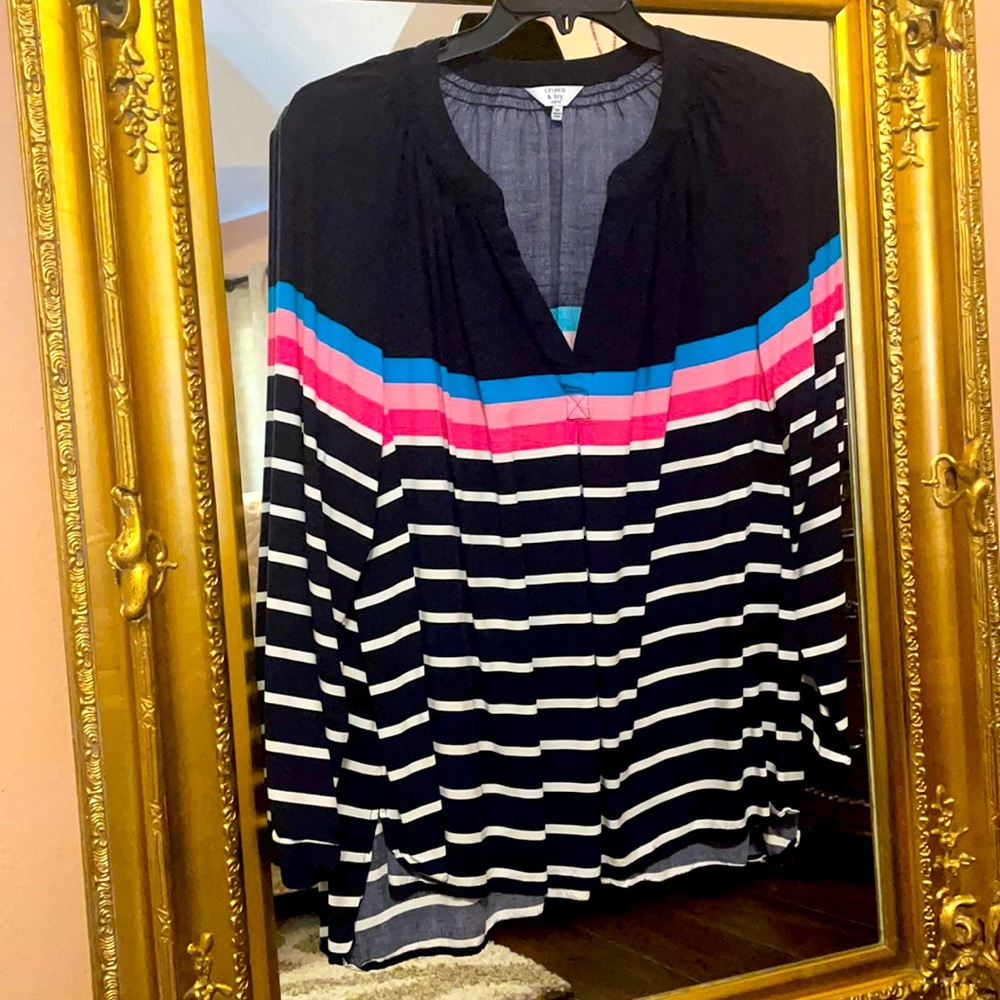 Crown and ivy striped blouse 2XL